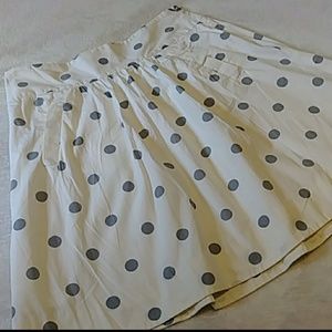J.Crew Poplin Creamy White & Gray Polka Dot Skirt